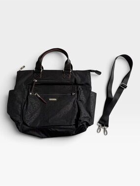Baggallini 3-in-1 Convertible Backpack - Black Cheetah Emboss Fabric